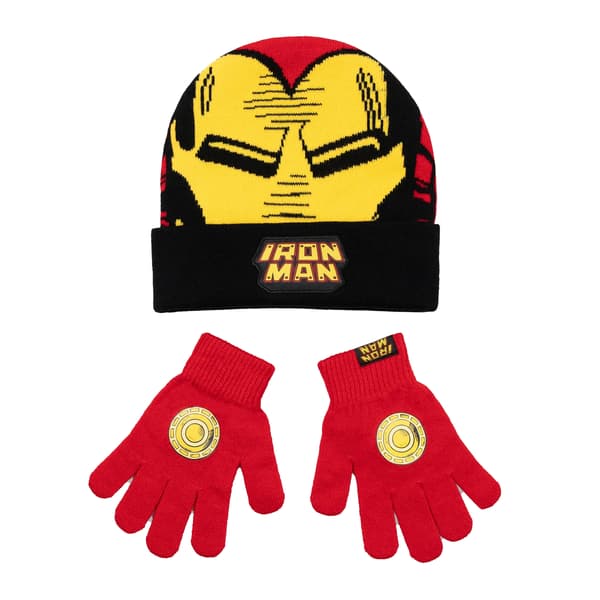 Iron Man Pojkar Logotyp Mössa & Handskar Set En Storlek Röd Red One Size