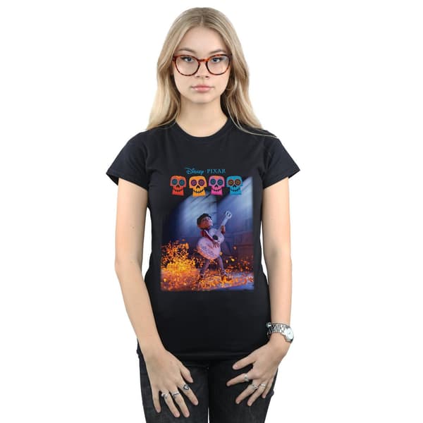 Disney Dam/Kvinnor Coco Miguel Spelar Gitarr T-Shirt i Bomull Black XL