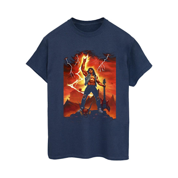 Netflix Dam/Kvinnor Stranger Things Hell Guitar Bomull Pojkvän Navy Blue S