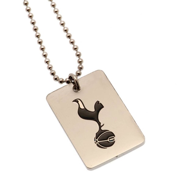 Tottenham Hotspur FC Crest Dog Tag And Chain One Size Chrome/Bl Chrome/Black One Size