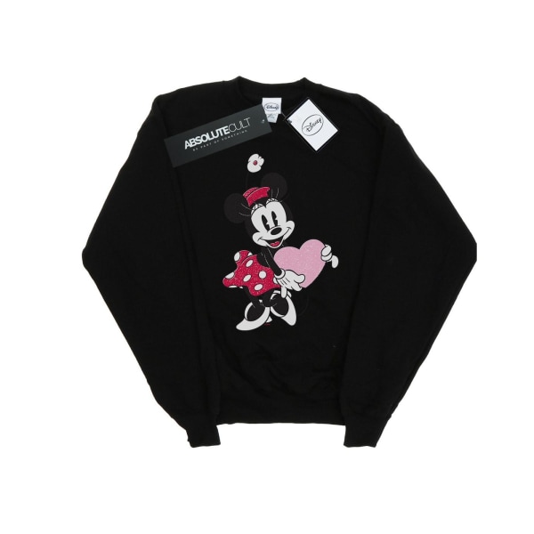 Disney Dam/Kvinnor Minnie Mouse Love Heart Sweatshirt L Svart Black L