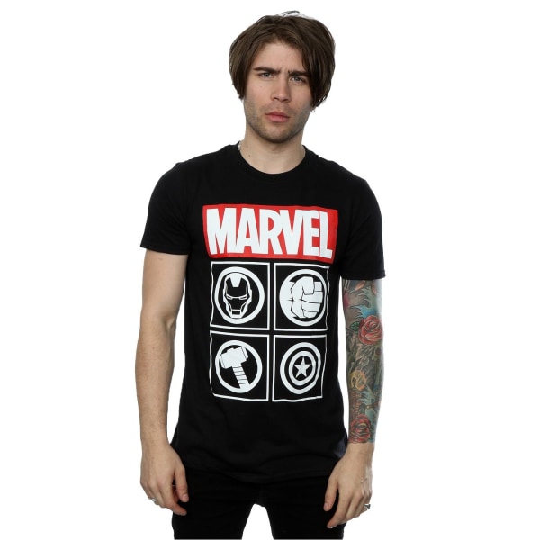 Avengers Mens Icons T-Shirt XL Svart Black XL