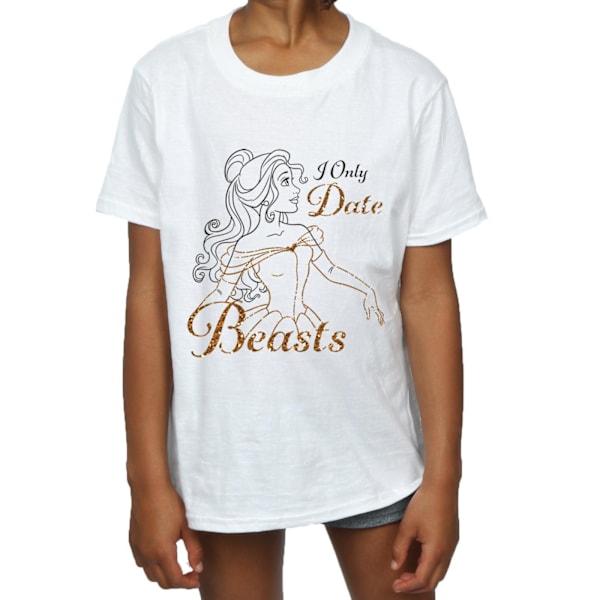 Disney Princess Girls Belle I Only Date Beasts Bomull T-shirt 9 White 9-11 Years