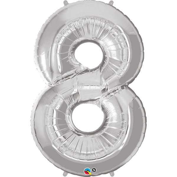 Qualatex 34 tum metalliska silversiffriga ballonger (0-9) 4 silver Silver 4