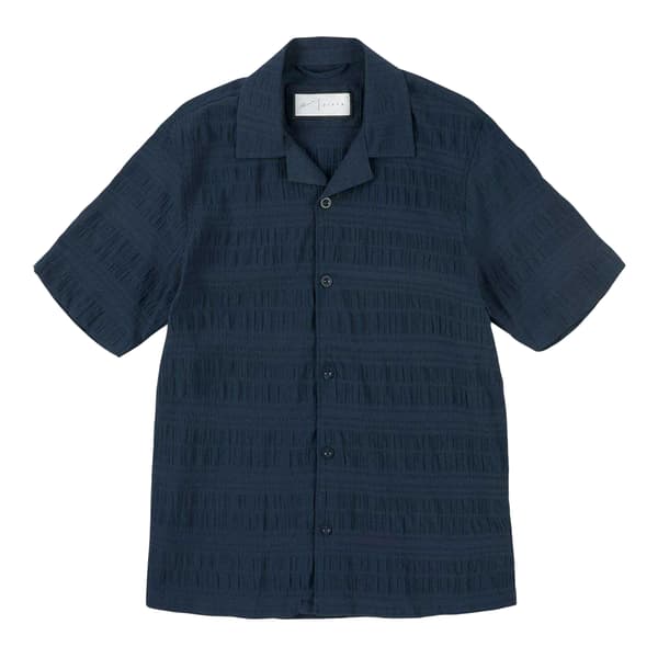 Prevu Herrskjorta Beckerr Seersucker Relaxed Fit M Mörkblå Dark Navy M