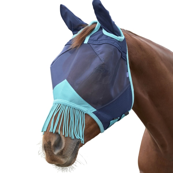 Weatherbeeta Comfitec Deluxe Tofs Mesh Horse Flugmask Wi Navy/Turquoise Cob