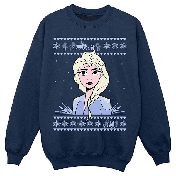 Disney Girls Frozen 2 Elsa Jultröja 7-8 År Marinblå Navy Blue 7-8 Years