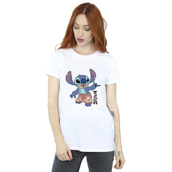 Disney Dam Lilo & Stitch Bermuda Shorts Bomull Boyfriend White M