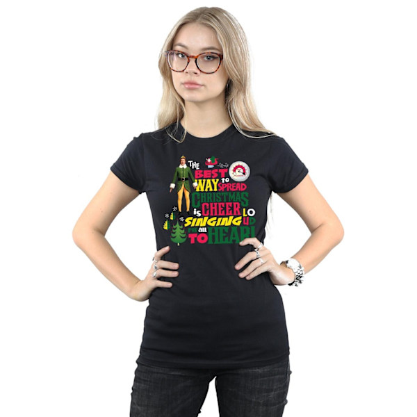 Elf Dam/Damer Julglädje Bomull T-shirt XL Svart Black XL