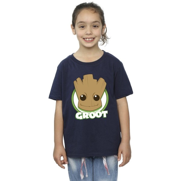 Guardians Of The Galaxy Girls Groot Badge Bomull T-shirt 7-8 år Navy Blue 7-8 Years