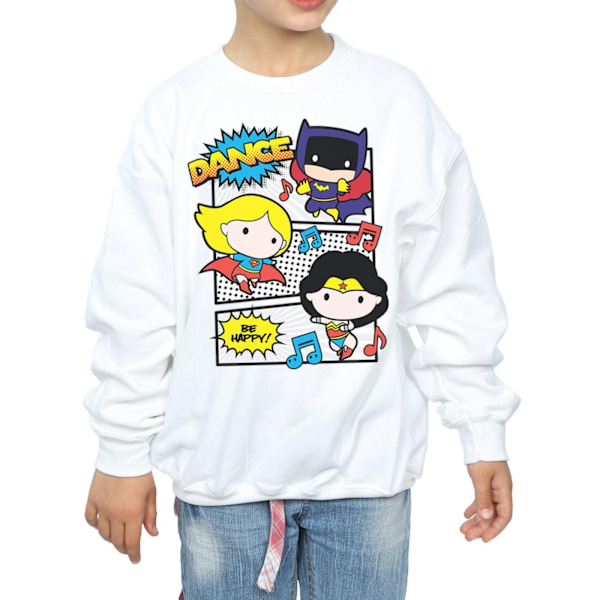 DC Comics Girls Chibi Super Friends Dance Sweatshirt 9-11 år White 9-11 Years