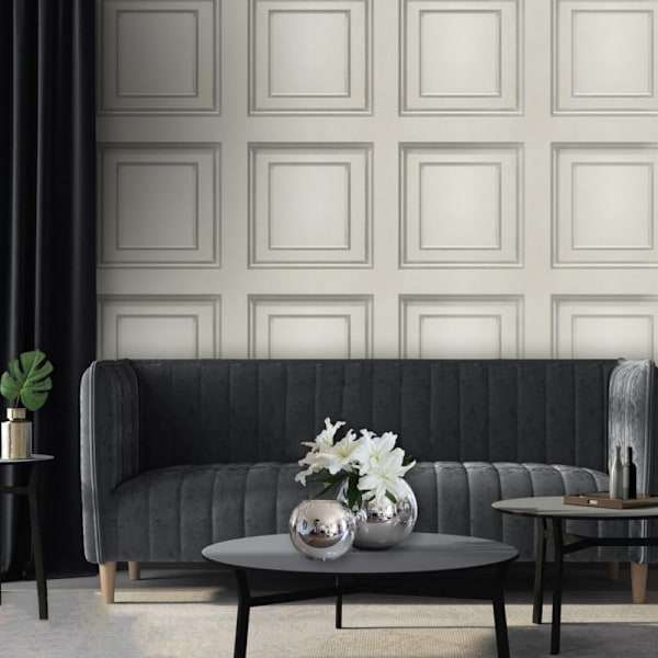 Belgravia Amara Panel Vinyl Textured Wallpaper 10m x 53cm Off W Off White/Silver 10m x 53cm