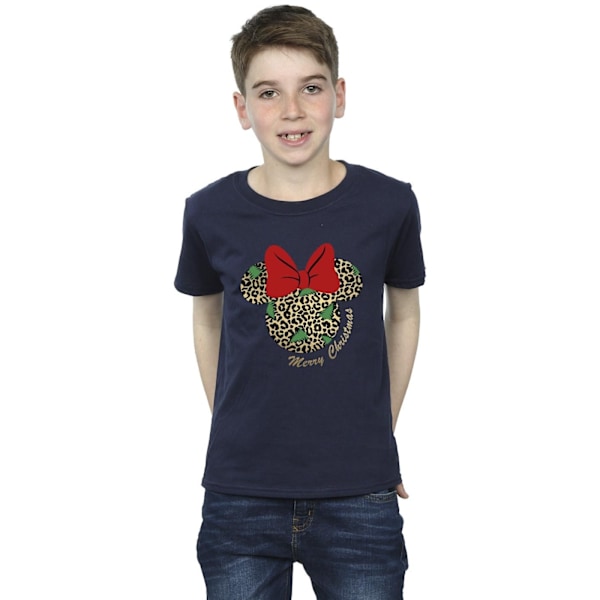 Disney Boys Minnie Mouse Leopard Jul T-Shirt 5-6 År Marinblå Navy Blue 5-6 Years