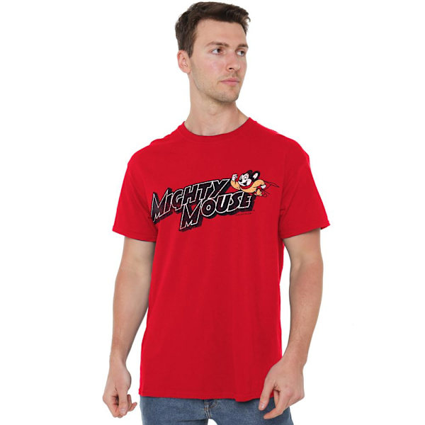 Mighty Mouse Herr Might Logo T-Shirt 4XL Röd Red 4XL