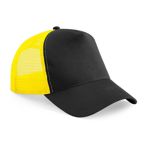 Beechfield Herr Halv Mesh Trucker Cap / Huvudbonad En Storlek Svart Black/Yellow One Size