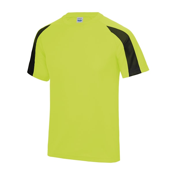 Just Cool Mens Contrast Cool Sports Plain T-Shirt M Electric Yellow/Jet Black Electric Yellow/Jet Black M