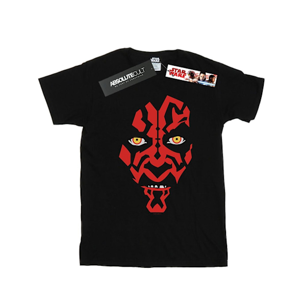 Star Wars Darth Maul ansikte bomull T-shirt för flickor 5-6 år svart Black 5-6 Years
