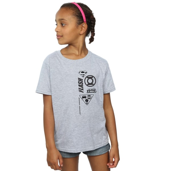 DC Comics Girls Justice League Chest Icons Bomull T-shirt 5-6 år Sports Grey 5-6 Years