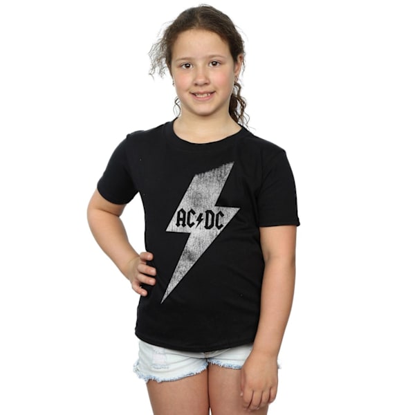 AC/DC Flicktröja med Blixt Cotton T-Shirt 5-6 År Svart Black 5-6 Years