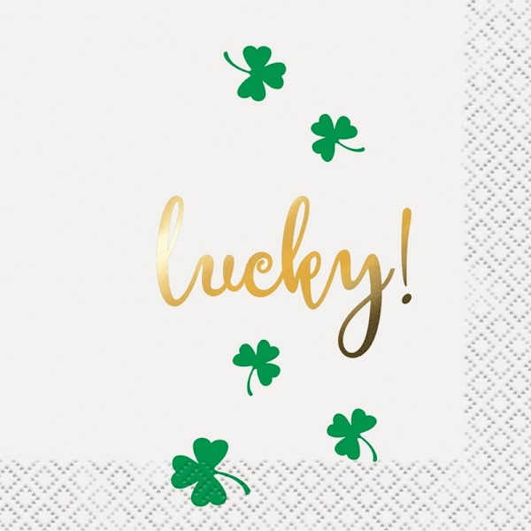 Unika party Lucky Foil St Patricks Day engångsservetter (Pac Gold/White/Green One Size