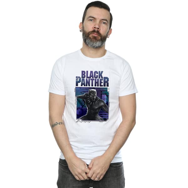 Marvel Herr Svart Panter Tech Badge T-Shirt L Vit White L