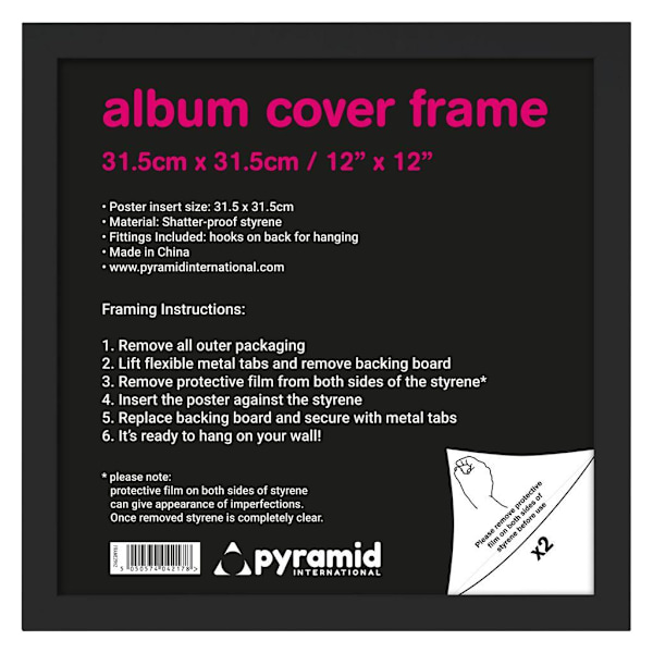 Pyramid International MDF kvadratisk fotoram 31,5 cm x 31,5 cm svart Black 31.5cm x 31.5cm