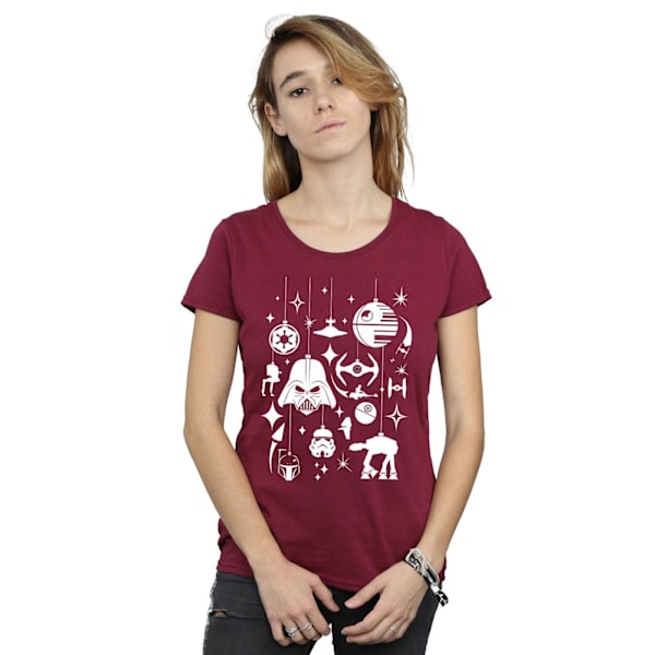 Star Wars Dam/Damer Juldekorationer Bomull T-shirt M Burgundy M