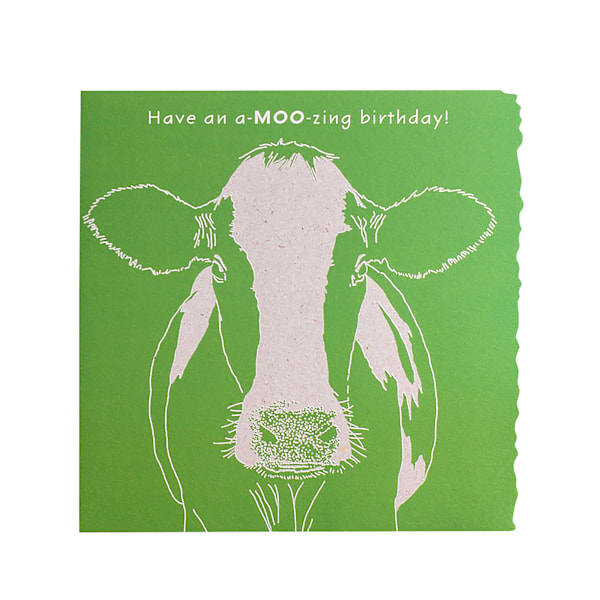 Deckled Edge Colour Block Animal Gratulationskort En Storlek Ha En Amoozing Födelsedag - Ko (Grön) Have An Amoozing Birthday - Cow (Gr One Size