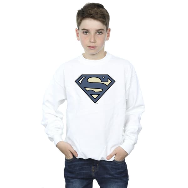 DC Comics Pojkar Stålmannen Indigo Blå Logotyp Tröja 7-8 År Vit White 7-8 Years