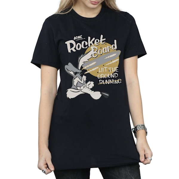 Looney Tunes Dam/Damer Raketbräda Wile E Coyote Bomull Boyfriend T-shirt L Svart Black L