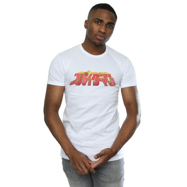 Marvel Mens Spider-Man Japansk logotyp T-shirt 4XL Vit White 4XL