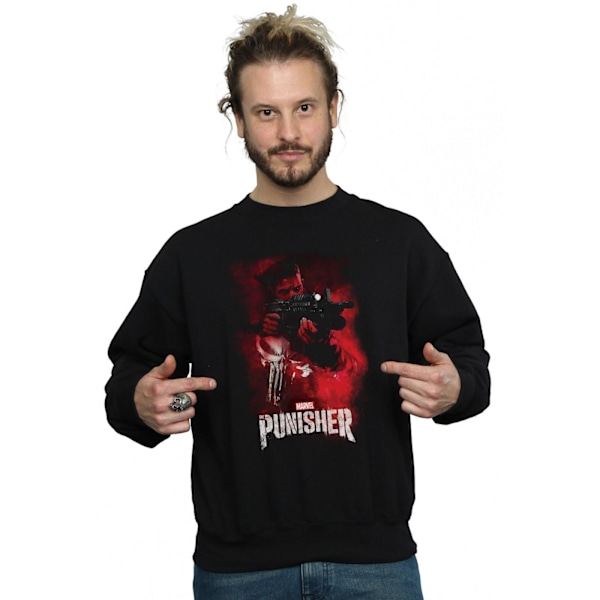 Marvel Mens The Punisher TV-serie Röd Rök Sweatshirt XL Svart Black XL