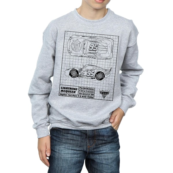 Cars Boys Lightning McQueen Blueprint Sweatshirt 7-8 år Sportig Sports Grey 7-8 Years