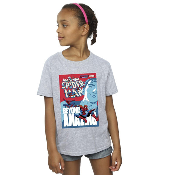 Marvel Girls Spider-Man Beyond Amazing Cover Bomull T-shirt 5-6 Sports Grey 5-6 Years