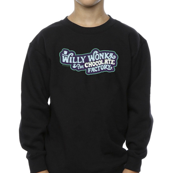 Willy Wonka Boys Chocolate Factory Logo Sweatshirt 12-13 år Black 12-13 Years