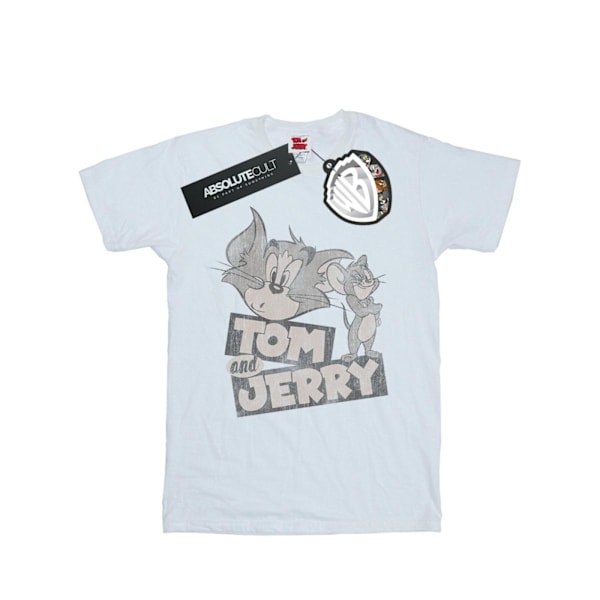 Tom And Jerry Dam/Damer Cartoon Wink Bomull Boyfriend T-Shi White S