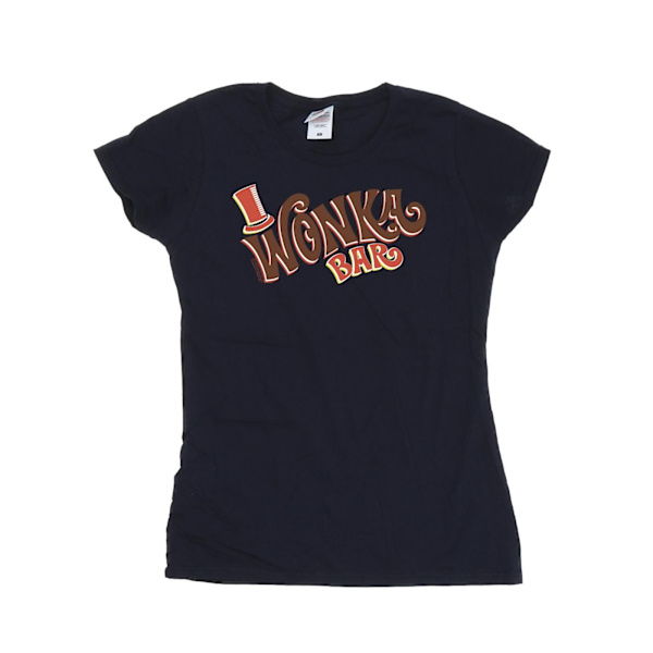 Willy Wonka Dam/Kvinnor Bar Logo Bomull T-shirt L Marinblå Navy Blue L