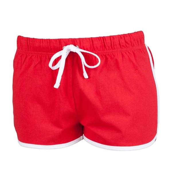 Skinni Fit Dam/Kvinna Retro Shorts 14 UK Röd/Vit Red/White 14 UK