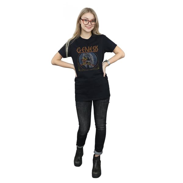 Genesis Dam/Dam Distressed Eagle Bomull Boyfriend T-shirt Black L