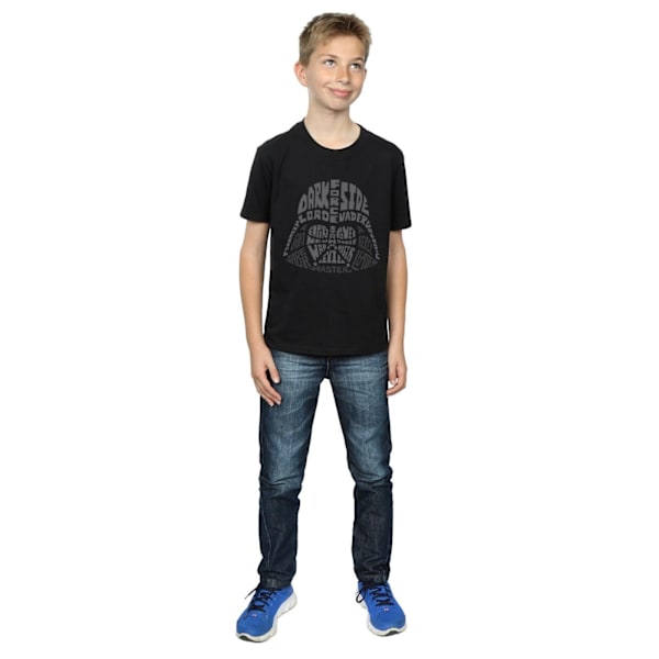 Star Wars Boys Darth Vader Text Head T-Shirt 7-8 år Svart Black 7-8 Years