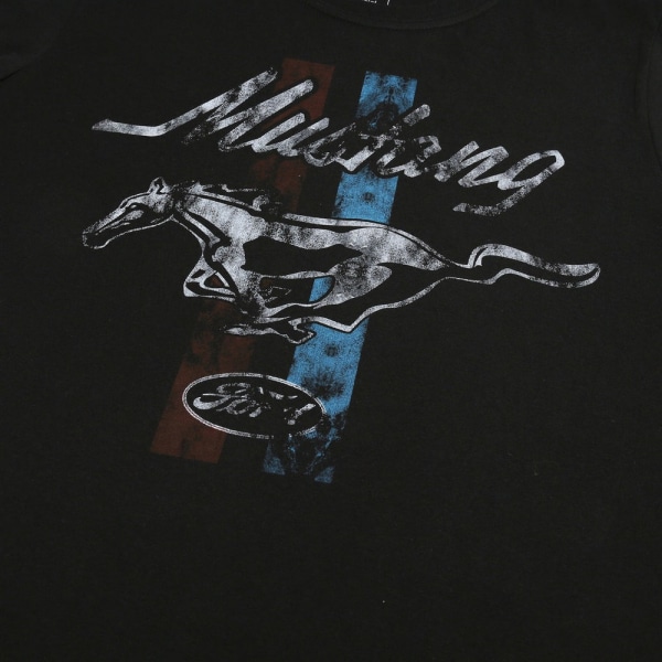 Ford Mens Mustang Stripe T-Shirt L Svart/Grå/Blå Black/Grey/Blue L