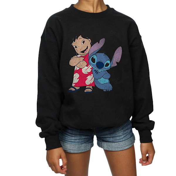 Lilo & Stitch Klassisk Sweatshirt för flickor 7-8 år Svart Black 7-8 Years
