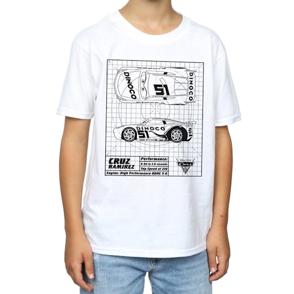 Disney Boys Cars Cruz Ramirez Blueprint T-shirt 9-11 år Vit White 9-11 Years