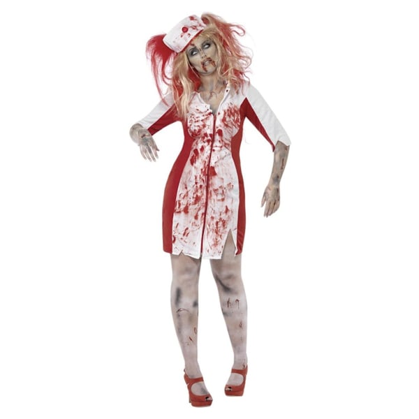 Smiffys Dam/Dam Zombie Sjuksköterska Plus Kostymset XXL Vit/R White/Red XXL