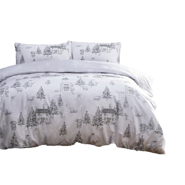 Furn Toile Påslakanset King Vit/Grå White/Grey King