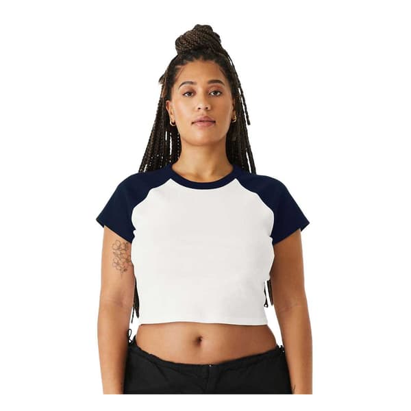 Bella + Canvas Dam/Dam Baby Micro-Rib Raglan T-shirt L Vit White/Navy L