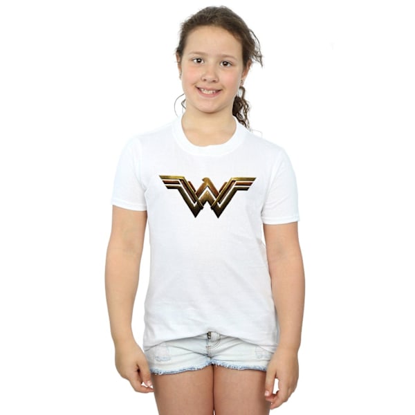 Wonder Woman Girls Logo Bomull T-shirt 5-6 år Vit White 5-6 Years