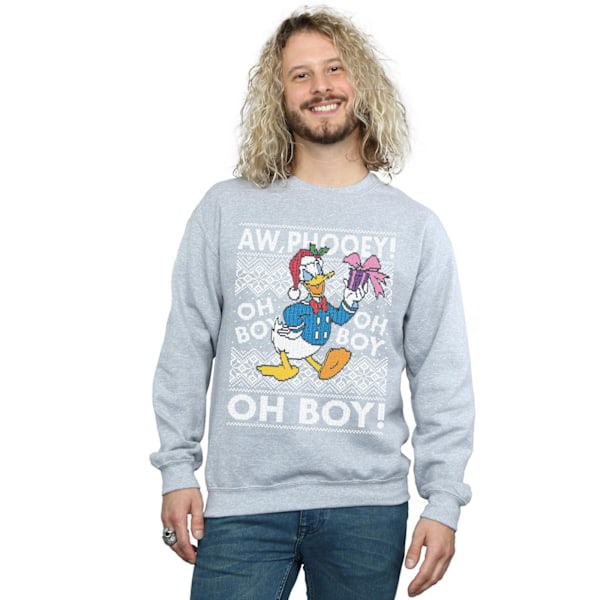 Disney Herr Donald Duck Jul Fair Isle Sweatshirt XXL Spor Sports Grey XXL