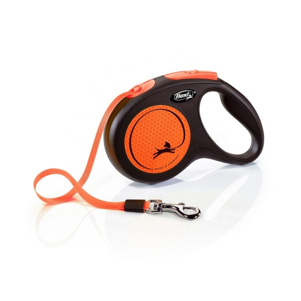 Flexi Medium Neontejpad indragbar hundledning 5m Orange/Svart Orange/Black 5m