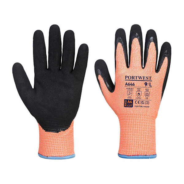 Portwest Unisex Adult A646 Vis-Tex HR Nitrile Cut Resistant Glo Orange/Black L
